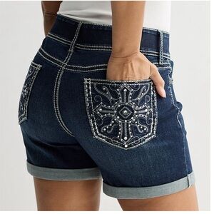 NWOT Apt. 9 Dark Wash Tummy Control Midi Jean Shorts - Size 8